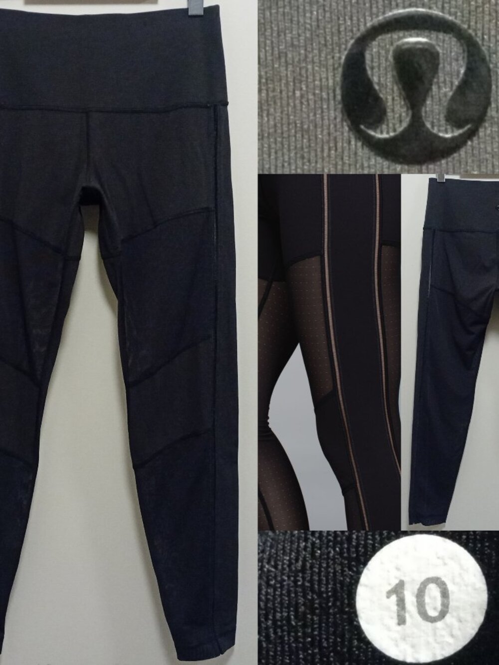 Lululemon Hot To Street Pant Black Full-On Luxtreme Mesh 10 Large 28" Inseam